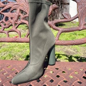 Cape Robbin Excellence Sock Bootie In Olive Green Pull On Round Heels